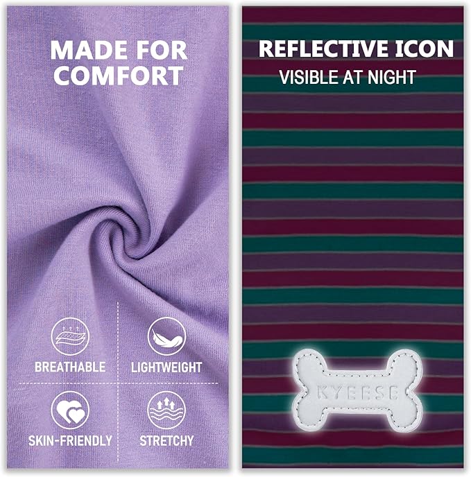 KYEESE 2Pack Dog Shirts Striped T Shirt Soft Tee for Small Dogs Cotton Tank Top Clothes Lightweight Sleeveless Dog Vest, X-Large,Purple+Striped