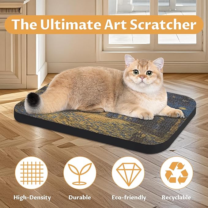 2 Packs Art Cat Wall-Mountable Scratching Board 16.7x11x1 Inch Cat Wall Scratch Pad and Scratcher for Indoor Cats Furniture Protector (Series2)