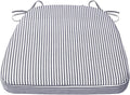 AAAAAcessories D-Shaped Chair Cushions, Featuring Ties and Removable, Machine-Washable Cover, 2'' Thick Seat Pads for Kitchen and Dining Rooms, 17'' x 16'', Pinstripe Dark Gray