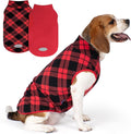 cyeollo 2 Pack Dog Fleece Sweater Stretchy Sweatshirt Pullover Dog Vest with Reflective Stripe Pet Clothes Lightweight Pet Sweaters for Medium Dogs Size, Red & Buffalo Plaid XL