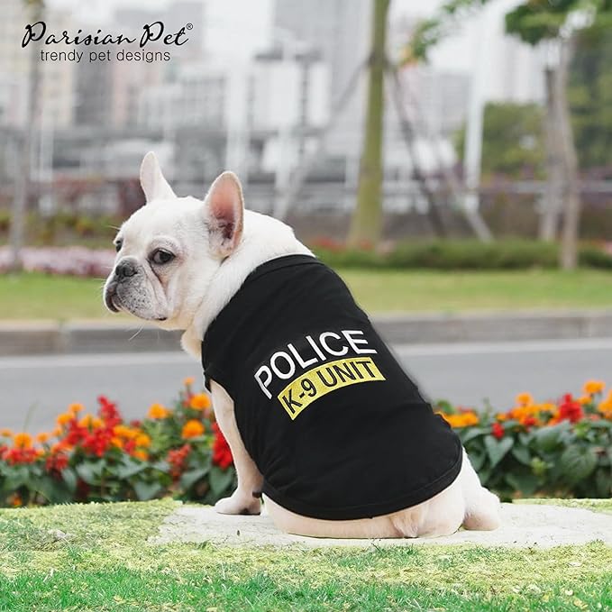 Parisian Pet Police K9 Dog Costume - Dog K9 Halloween Shirt - Pet Police Costume - Dogs Costumes for Halloween - Dogs Apparel & Accessories - Sleeved Pet Outfit - 3XL