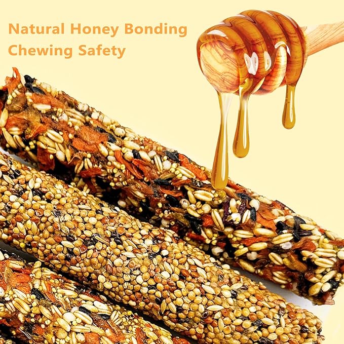 4PCS Parakeet Treat,Natural Parrots Treat Sticks,Vegetable & Grain Style Sticks,Bird Treats for Cockatiel Lovebirds Budgies Myna Canary Finches Conure