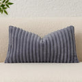 Kevin Textile Soft Plush 12x24 Inch Lumbar Pillow Cover 1 Pack, Luxury Fluffy Faux Fur Striped Flannel Rectangle Cushion Case for Couch Sofa Chair Bed Home Decor, Dark Grey