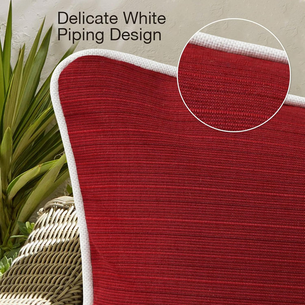 Decorative Outdoor Water Repellent Throw Pillows with Inserts, Set of 4, 18" x18" Pillows for Patio, Backyard, Bed, Couch, and Patio Furniture, Red