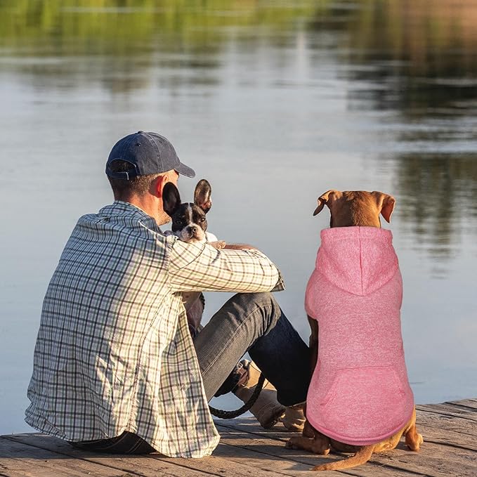 Fleece Dog Sweater & Hoodie - Soft Dog Clothes Sweatshirt with Pocket - Large Dogs (Pink & XXL)