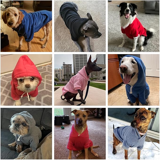 KOOLTAIL Basic Dog Hoodie - Soft and Warm Dog Hoodie Sweater with Leash Hole and Pocket, Dog Winter Coat, Cold Weather Clothes Sweatshirt for Small Medium Large Dogs Puppy Cat Boys Girls Red XL