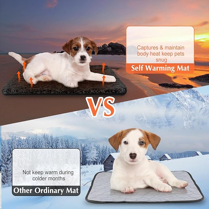 4 Pack Self Warming Cat Bed Indoor Self Heating Dog Cat Pad Washable 16 x 20 Inch Thermal Pet Kennel Pad Crate Bed Mat Reflect Body Heat for Outdoor