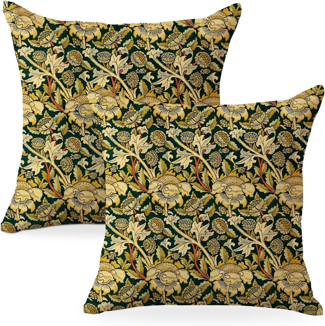 Vintage Flowers Throw Pillow Covers, Set of 2 Floral Pillow Covers, Pillow Covers 18x18, Retro Botanical Bedroom Home Living Room Car Seats Sofa Couch Decor Floral Pillow Cases Pillow Protector