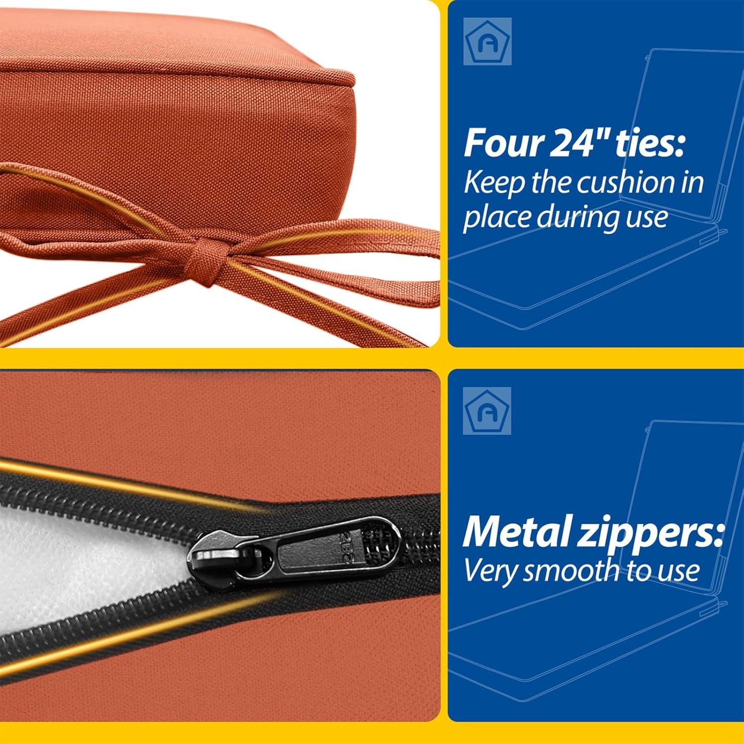 AAAAAcessories Outdoor Chaise Lounge Cushions, Waterproof, Fade-Resistant Patio Furniture Replacement Cushions, 80" x 26" x 3", Set of 2, Rust