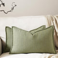 12x20 Linen Pillow Covers Sage Green Pack of 2 Farmhouse Boho Neutral Accents Striped Textured Rectangular Lumbar Decorative Throw Pillow Cases for Living Room Couch Bed Home Decor