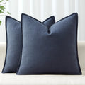 MIULEE Decorative Pillow Covers 18x18, 2 Pack Navy Blue Boho Farmhouse Neutral Throw Pillows for Couch, Thick Textured Modern Linen Cushion Cases Sofa Bed Living Room Home Decor