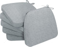AAAAAcessories D-Shaped Chair Cushions, 2" Thick Dining Chair Pads with Ties and Removable, Machine-Washable Cover, 17" x 16", Set of 6, Gray