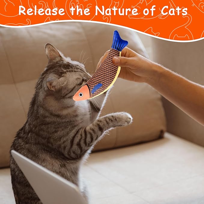 Soft Catnip Toys Fish, 3 Pack Bell Sound Cat Toys, Interesting Indoor Cat Kicker Toys, Durable and Highly Interactive Catnip Toys (Knife Fish)