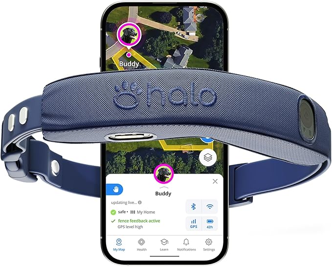Halo Collar 5, New Wireless Dog Fence & GPS Dog Collar, Subscription Required, Waterproof, Midnight, One Size
