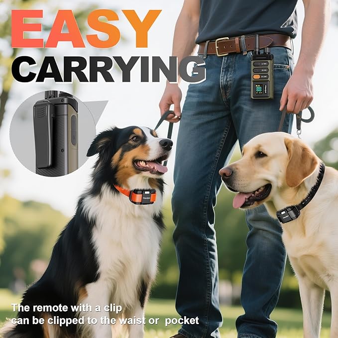 Dog Shock Collar 2 Dogs (15-120lb), 5200FT Range, IPX7 Waterproof, 4 Training Modes, Orange/Black