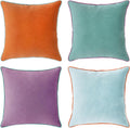 MONDAY MOOSE Decorative Throw Pillow Covers Cushion Cases, Set of 4 Soft Velvet Modern Double-Sided Designs, Mix and Match for Home Decor, Pillow Inserts Not Included (16x16 inch, Purple/Teal)