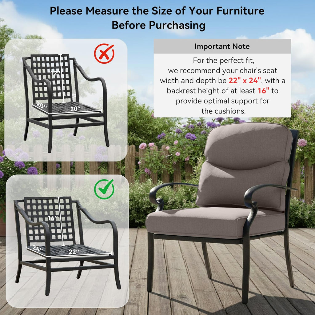 7-Piece Outdoor Patio Cushion Set - Fade & Water Resistant with Removable Olefin Cover, 22x24x4 Inch Memory Foam Cushions for Wicker Sectional Sof - Grey/Crescent