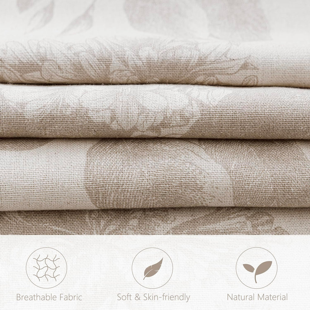 Foindtower Set of 2 Linen Floral Vintage Throw Pillow Covers Neutral Accent Decorative Cushion Covers Farmhouse Boho Home Decor for Sofa Chair Couch Bedroom Living Room,22×22 Inch,Tan Beige