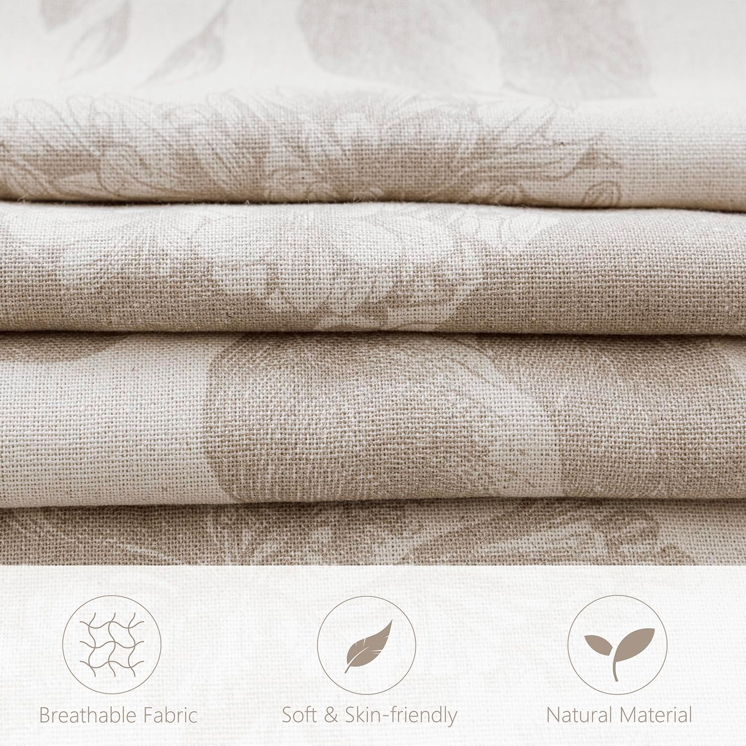 Foindtower Set of 2 Linen Floral Vintage Throw Pillow Covers Neutral Accent Decorative Cushion Covers Farmhouse Boho Home Decor for Sofa Chair Couch Bedroom Living Room,22×22 Inch,Tan Beige