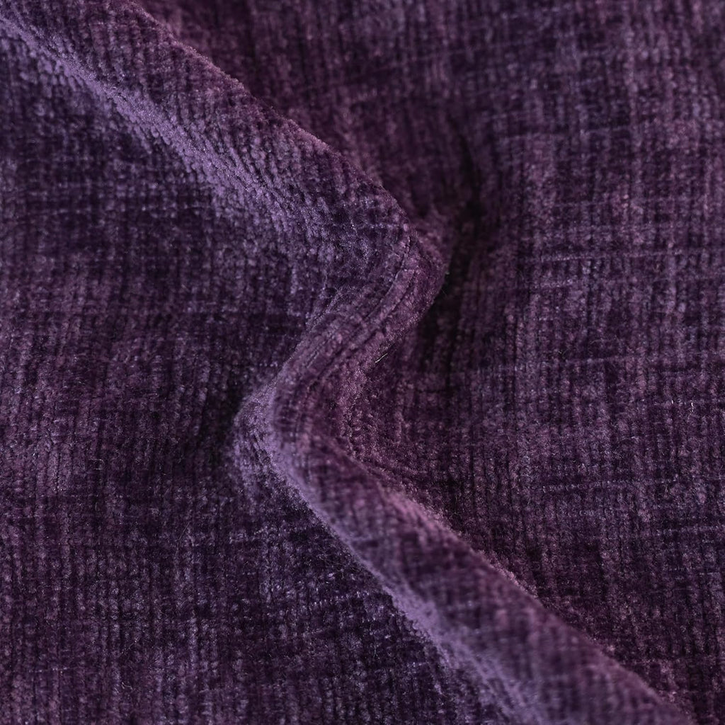 CaliTime Throw Pillow Covers Decorative 16 X 16 Inches Pack of 2 Cozy Solid Dyed Soft Chenille Cushion Cases with Pom Poms for Couch Sofa Bed Living Room Home Plum Purple