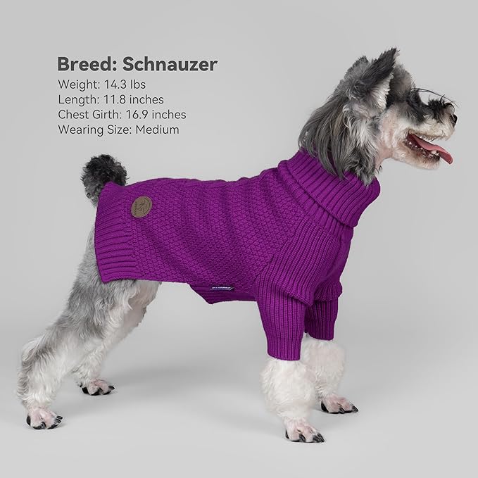 cyeollo 4XL Dog Sweater,Pullover Turtleneck for Large Dogs Classic Knitwear Fall Winter Cold Weather Dog Clothes Warm Pet Apparel Large Big Dogs Sweaters Male, Purple XXXXL