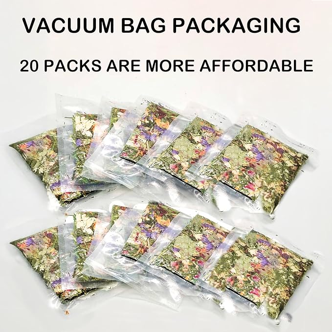 Rabbit Toys 20 Pack Bunny Toy Bunny Chew Toy Guinea Pig Treats Timothy Hay Toys Chips with Herbal Flowers Timothy Hay Grass Hamster Snacks Chinchillas Gerbils for Small Animals Teeth