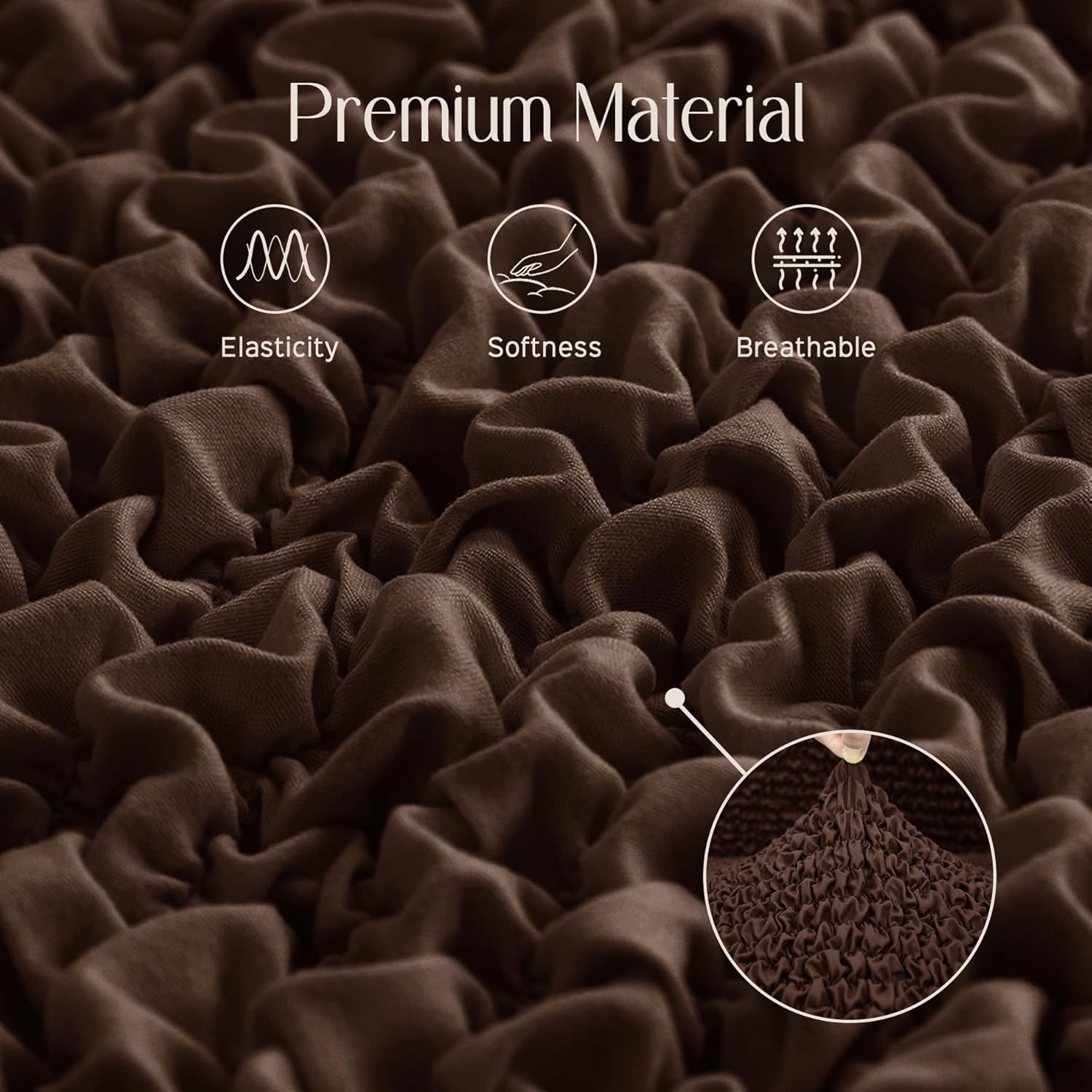 Throw Pillow Covers 18x18 Inch Solid Stretch Fabric Flexible Size Decorative Pillow Covers 20x20 Inch with Hidden Zipper Farmhouse Square Cushion Case for Couch Sofa Bed (Pack of 1, Brown)