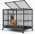 38" Heavy Duty Dog Crates for Small Dogs, Escape Proof, Upgraded 4 Lockable Wheels, Removable Door, Dog Kennel Indoor, Max Load 300Lbs, Easy to Clean, Medium Dog Crate for High Anxiety Dogs