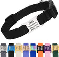 GoTags Personalized Dog Collar with Nameplate, Adjustable Dog Collar with Custom Engraved Slide On Pet ID Tag in Stainless Steel, Silent, No Noise Dog Tag for Large Medium and Small (Black, Large)