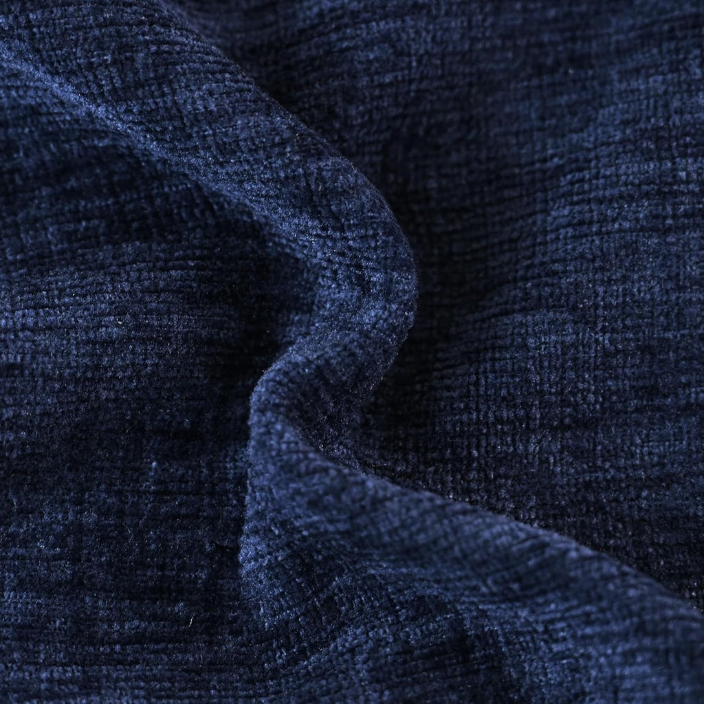 CaliTime Throw Pillow Covers Decorative 22 X 22 Inches Pack of 2 Cozy Solid Dyed Soft Chenille Cushion Cases with Pom Poms for Couch Sofa Bed Living Room Home Navy Blue