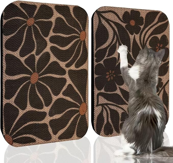 2 Packs Art Cat Wall-Mountable Scratching Board 16.7x11x1 Inch Cat Wall Scratch Pad and Scratcher for Indoor Cats Furniture Protector (Series4)