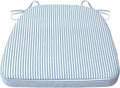 AAAAAcessories D-Shaped Chair Cushions, 2" Thick Dining Chair Pads with Ties and Removable, Machine-Washable Cover, 17" x 16", Pinstripe Blue