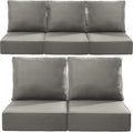 Luxury 22x24/22x25 6-Inch Outdoor Cushions for 5 Peice Patio Furniture Set - Set of 5 Water-Resistant Pillow for Dining Rocking Swivel Chairs Loveseat Couch Sectional Sofa - Grey