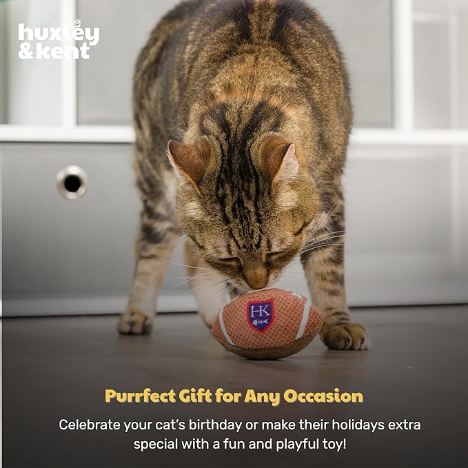 Huxley & Kent Plush Cat Toy - Interactive Catnip Toy for Cats & Kittens - Soft with Crinkle & Catnip - Fun Indoor Play - HK Football