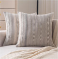 Boho Throw Pillow Covers 18x18 Inch Set of 2, Farmhouse Decorative Couch Pillow Cases, Grey Accent Pillows of Bed, Sofa Bedroom Living Room Home Decor Cushion Cover