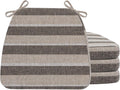 AAAAAcessories D-Shaped Chair Cushions, 2" Thick Dining Chair Pads with Ties and Removable, Machine-Washable Cover, 17" x 16", Set of 4, Boldstripes Chocolate/Beige