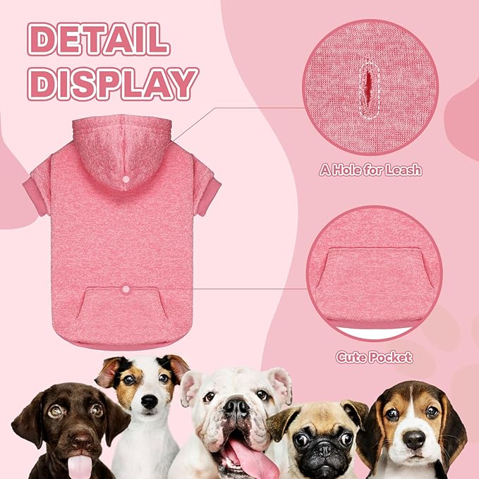 Fleece Dog Sweater & Hoodie - Soft Dog Clothes Sweatshirt with Pocket - Large Dogs (Pink & XXL)