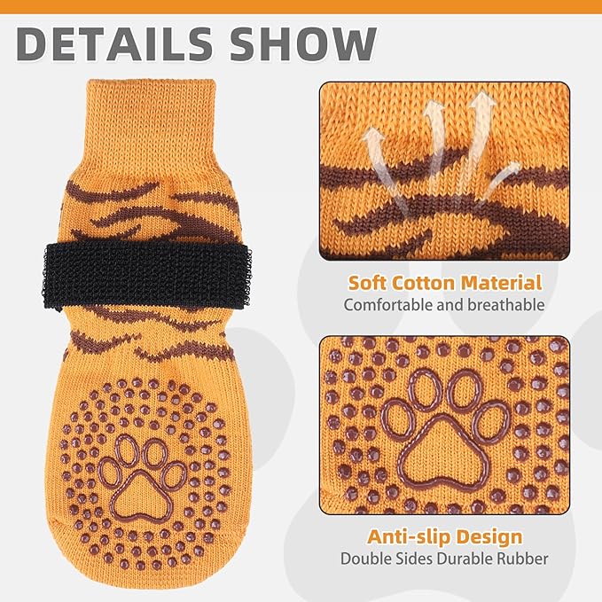 KOOLTAIL Dog Socks for Hot/Cold Pavement to Prevent Licking Paws,Dog Boots&Paw Protector for Hardwood Floors Anti Slip,Traction Control No Twist Grip Booties for Small Medium Large Senior Dogs M