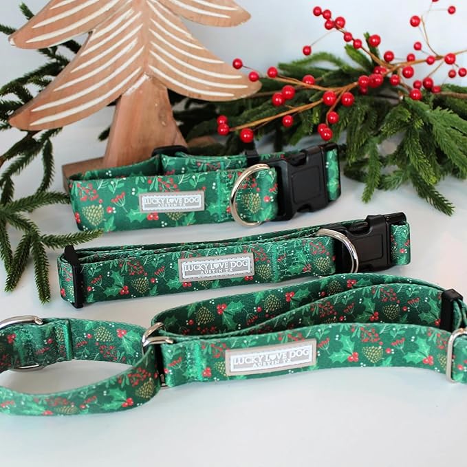 Lucky Love Dog - Adjustable Dog Collar with Easy Click Holly for Small to Large Ones, Durable, & Comfortable for Male & Female Dogs, Pet Collar for Puppies & Adult Dogs - Holly, Medium