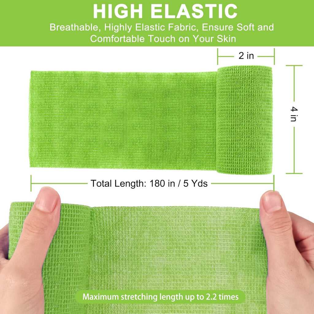 24 Pack Self Adhesive Bandage Wrap, 4” x 5 Yards Elastic Cohesive Bandage Wrap Self Adherent Medical Tape for Sports, Ankle, Wrist Sprains, Pet First Aid, Vet Wrap