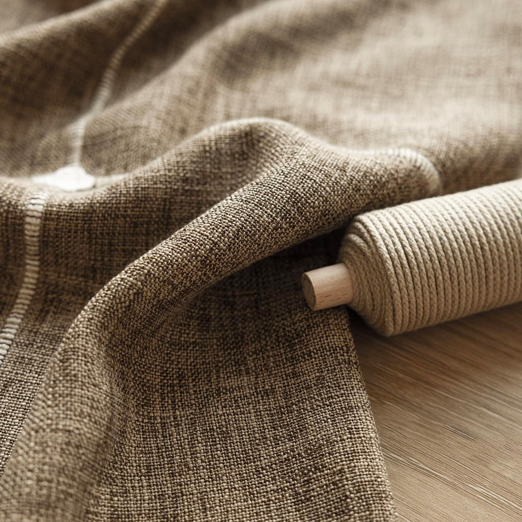 Foindtower Pack of 2 Decorative Faux Linen Jacquard Check Throw Pillow Covers Farmhouse Cushion Cover with Grid Textured Accent Pillowcase for Couch Sofa Living Room Home Decor,18×18 Inch,Tan Khaki