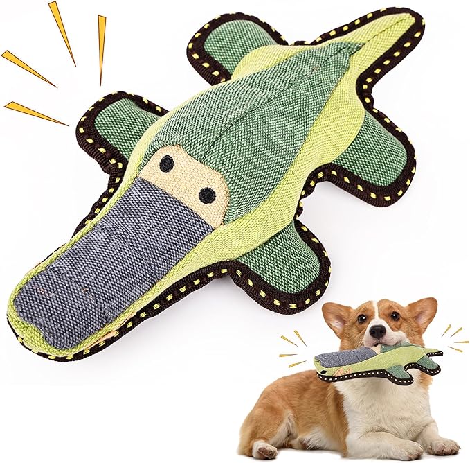 Tough Durable Squeaky Dog Toys for chewers Interactive to Keep Them Busy, Funny Tug of War Dogs Toy for Small Medium Large Cute Birthday Gift (Crocodile)