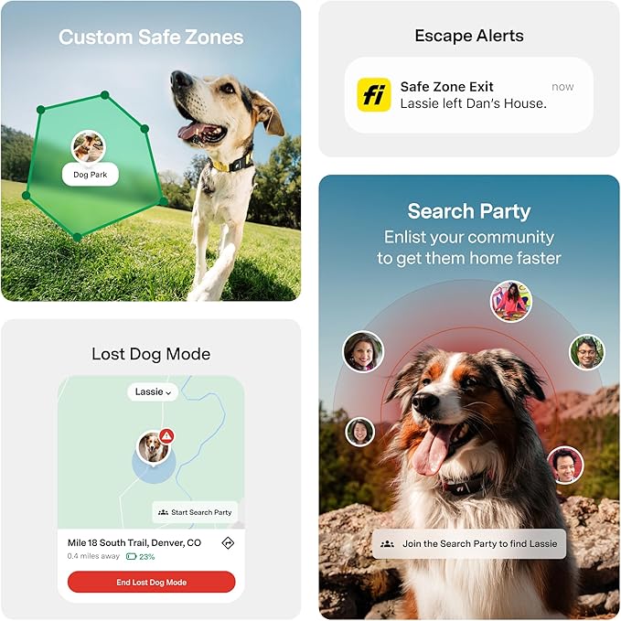 New Fi Series 3+ Smart Dog Tracker Collar [12 Month Membership Included] GPS Tracker for Dogs with Health & Behavior Monitoring, Escape Alerts, Waterproof, LED, Apple Watch Compatible (Pink, X-Small)