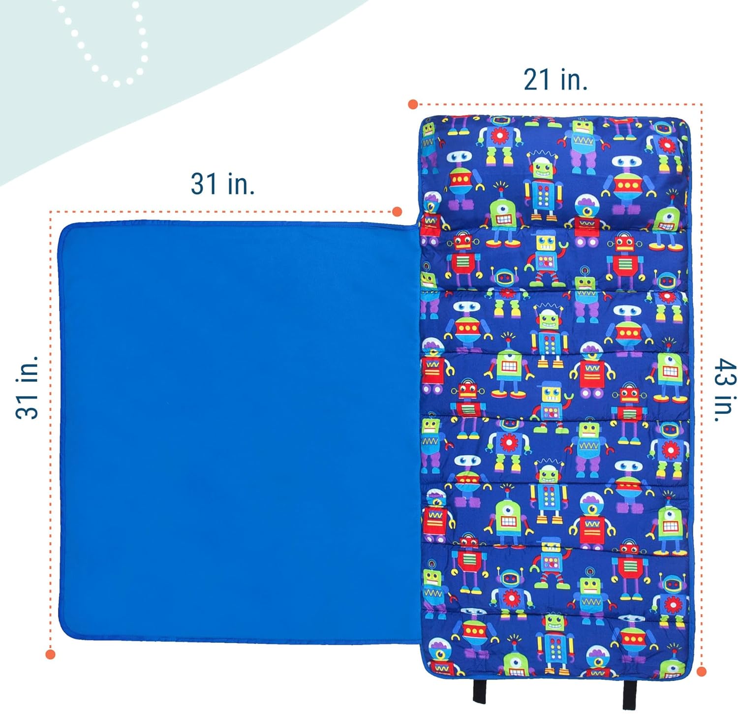 Wildkin 43-inch Kids Nap Mat – Soft Microfiber Toddler Sleeping Mat with Pillow