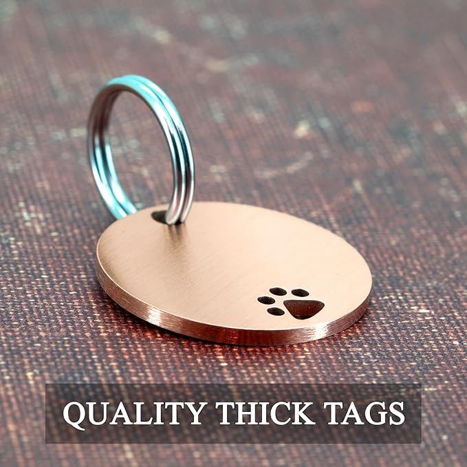 Ultra Joys Dog Tags Personalized for Pets - Hollow Paw Custom Pet ID Tag - Engraved Dog Tag for Small, Large Dogs - Small Round in Rose