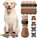 SlowTon Dog Socks with Double-Sided Grippers - 4PCS Dogs Grip Socks for Hot & Cold Pavement or Hard Floors, Non-Slip Paw Traction Protectors for Senior Small Medium Large Dogs(Brown, XL)