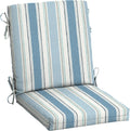 Arden Outdoor Midback Chair Cushion, 18 x 16.5, Rain-Proof, Fade Resistant French Blue Linen Stripe