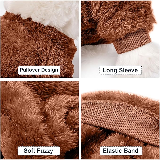 Dog Sweater, 3 Pack Dog Sweaters for Small Dogs, Dog Clothes for Small Dogs Girl Boy, Ultra Soft and Warm Puppy Sweater Dog Coat for Winter Christmas (Orange+Coffee+Yellow, X-Large)