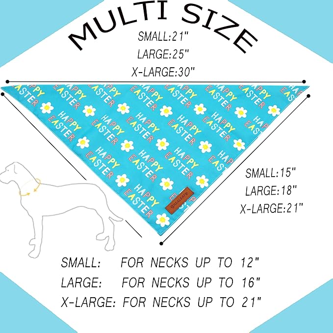 Realeaf Happy Easter Dog Bandanas 2 Pack, Reversible Pet Scarf for Boy and Girl, Premium Durable Fabric, Holiday Bandana for Small Medium Large and Extra Large Dogs (Large)
