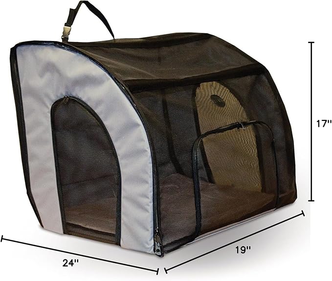 K&H Pet Products Enclosed Dog Car Seat, Travel Safety Carrier for Pets, Dog Travel Car Seat, Soft-Sided Covered Cat Carrier, Washable Pad, Multiple Entrances, Mesh Windows - Medium 24 X 19 X 17in